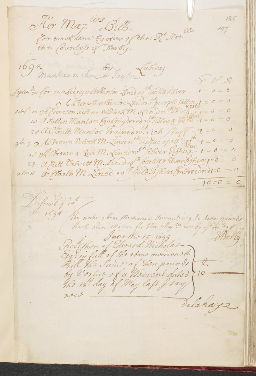 Um documento real, Add MS 5751 A, f.135 de English School