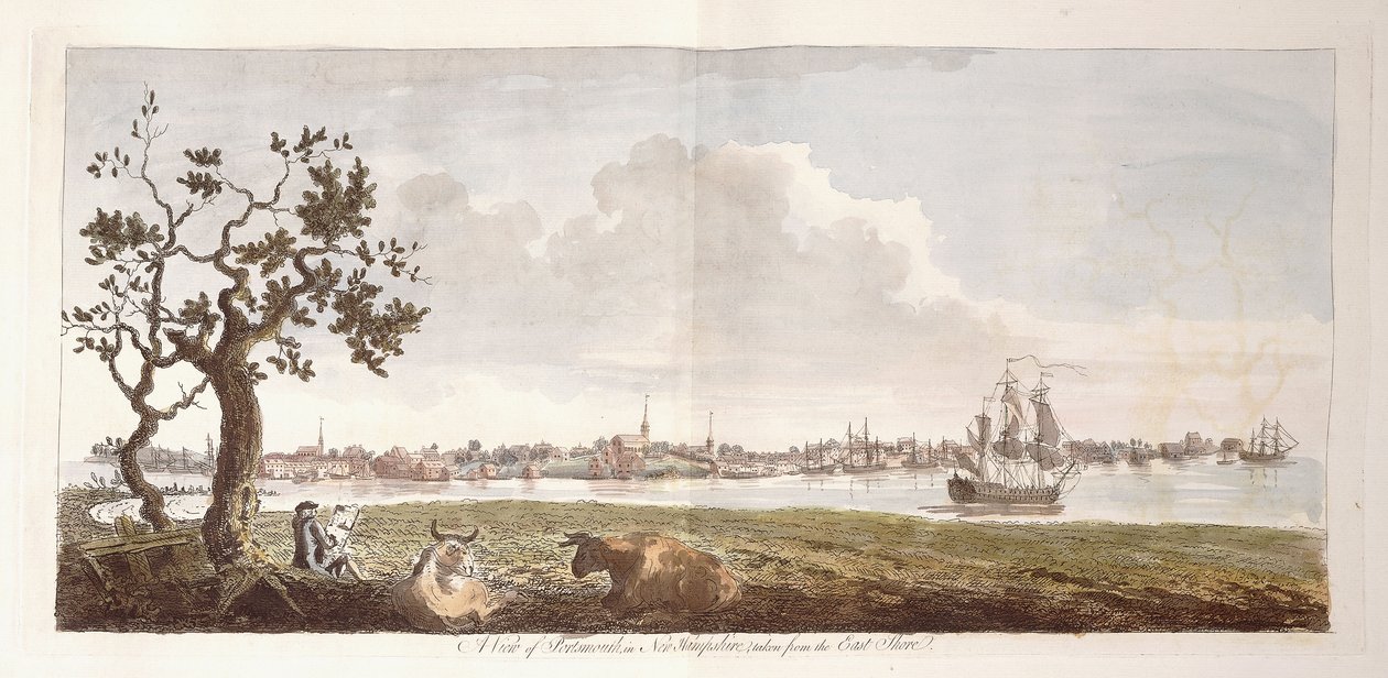 Uma vista de Portsmouth, em New Hampshire, tirada da costa leste, 1774-1779 de English School