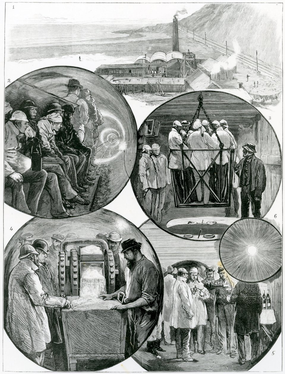 Uma visita ao Túnel da Mancha, ilustração de The Graphic 4 de março de 1882 de English School