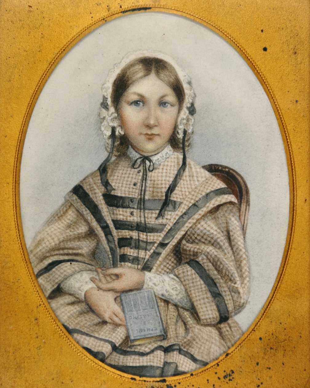 Um jovem Florence Nightingale em uma moldura oval (miniatura) de English School