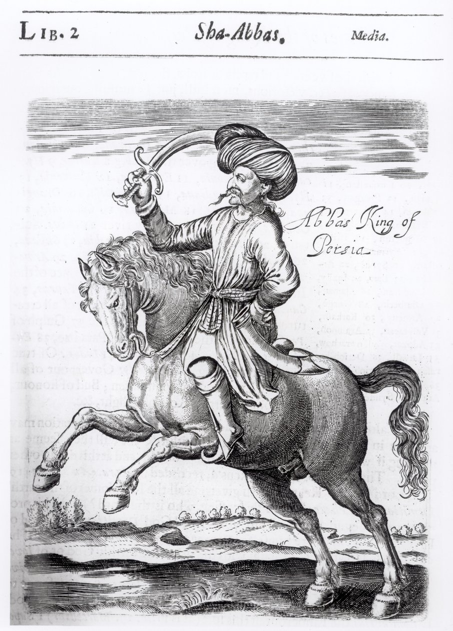 Abbas, rei da Pérsia, de "alguns anos de viagens em diversas partes da Ásia e da África" por Sir Thomas Herbert (1606-82), 1638 de English School