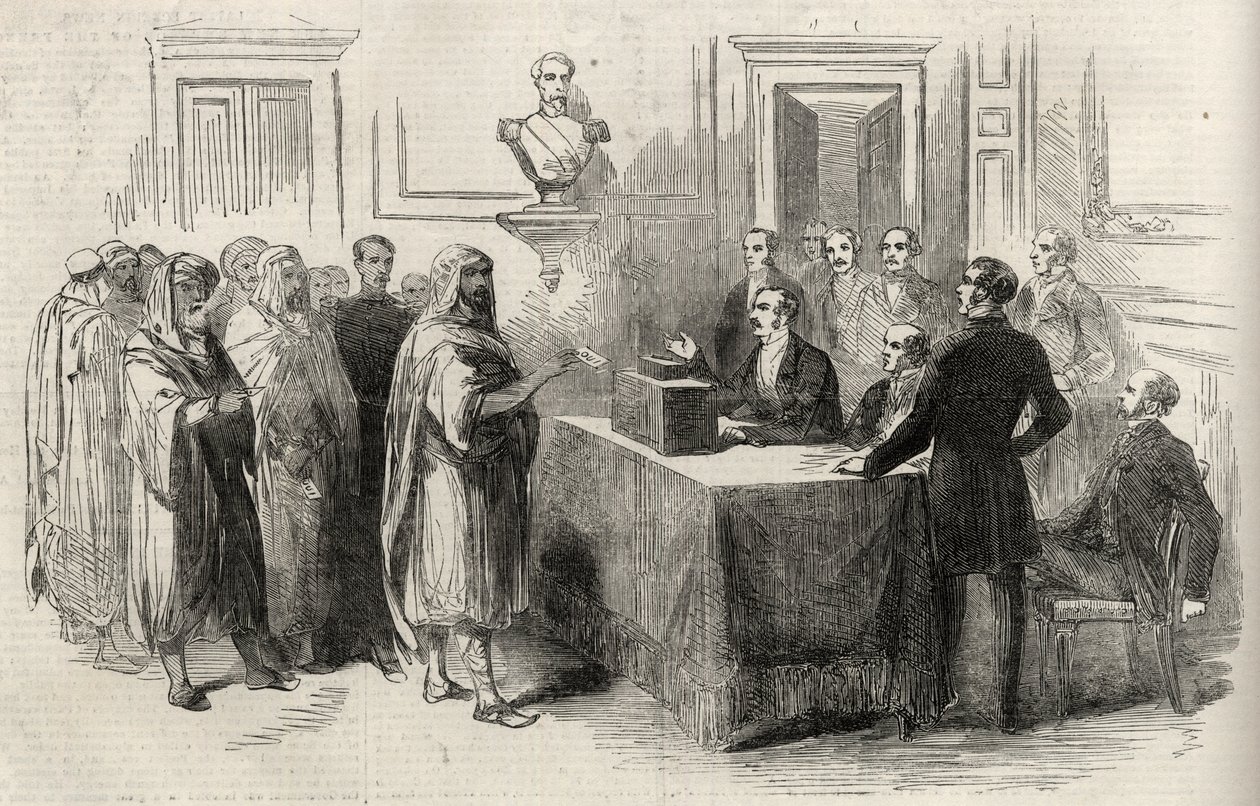 Abd-El-Kader Voting for the French Empire - Ilustração para The Illustrated London News, 4 de Dezembro de 1852. de English School