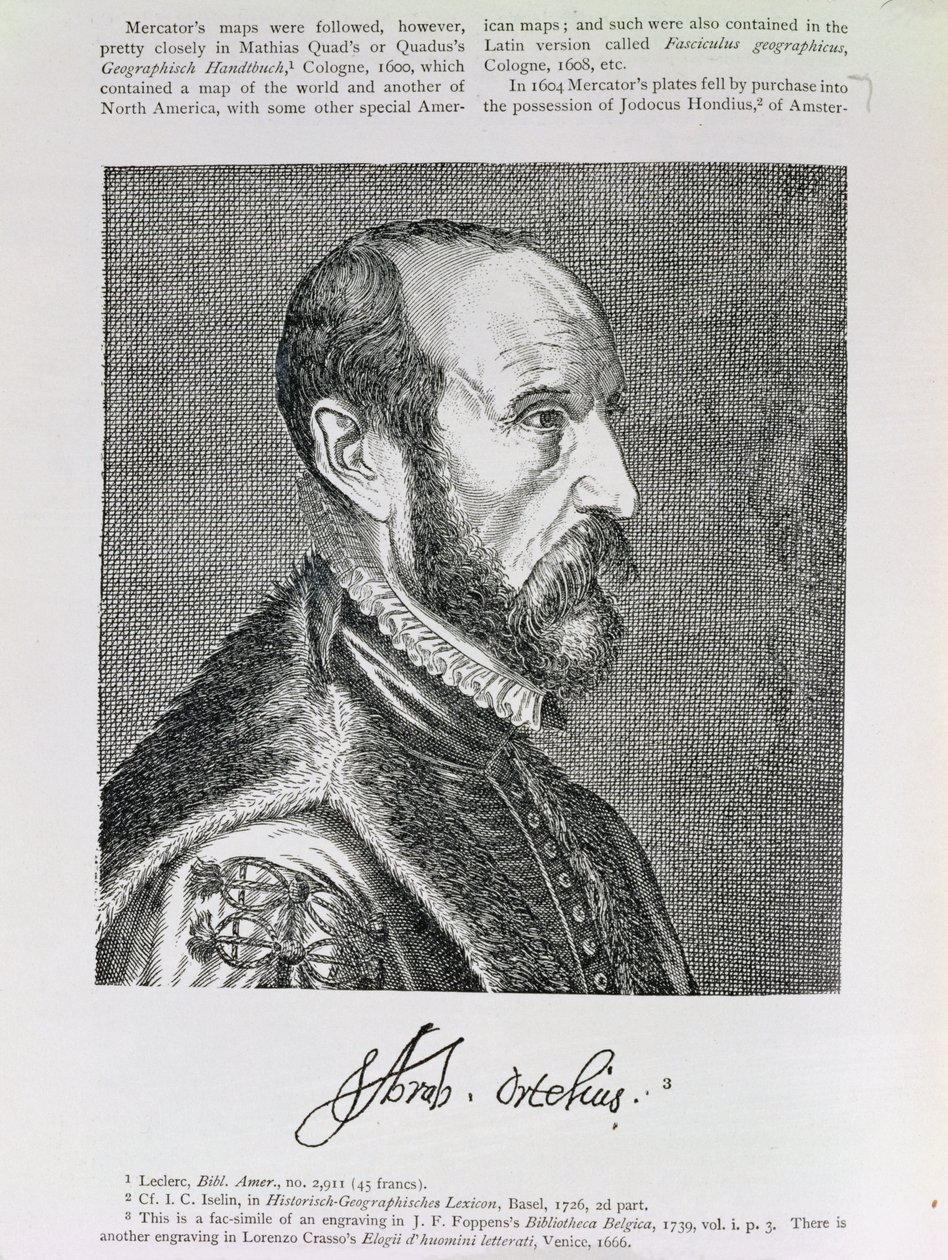 Ilustração de Abraham Ortelius (1527-98) do Volume IV de &39;Narrative and Critical History of America&39;, 1886 de English School