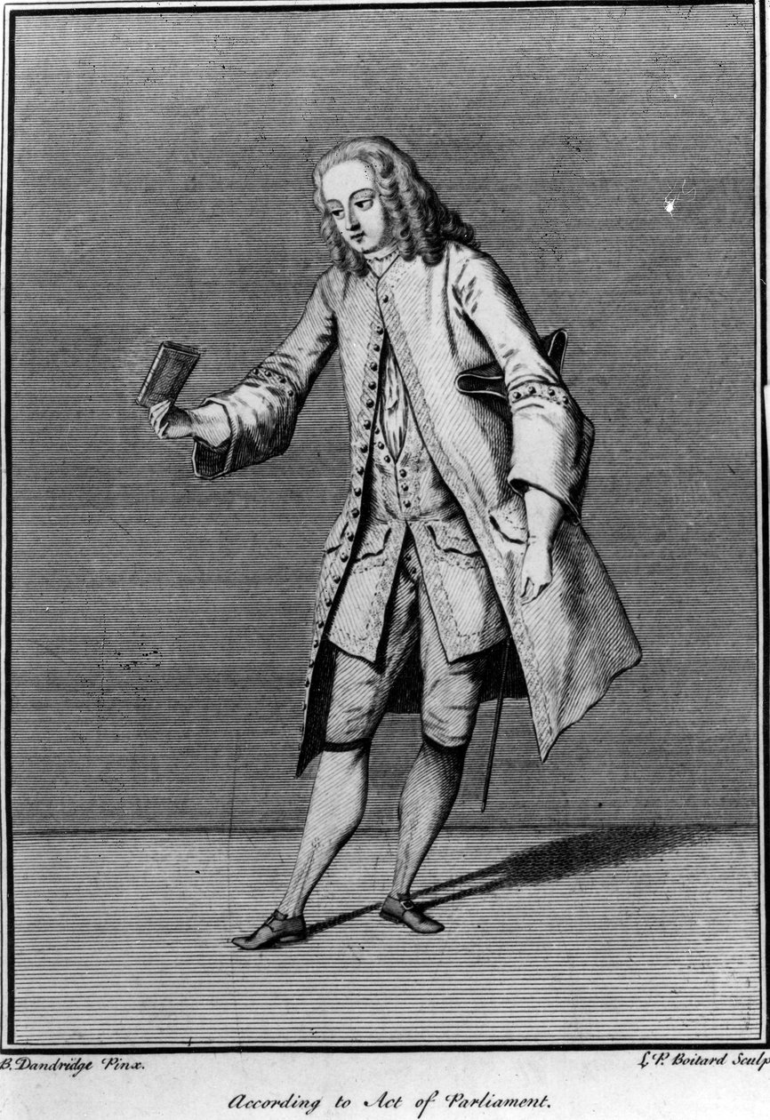 De acordo com a Lei do Parlamento, feita por Louis Phillippe Boltard após Bartholomew Dandridge, 1737 de English School