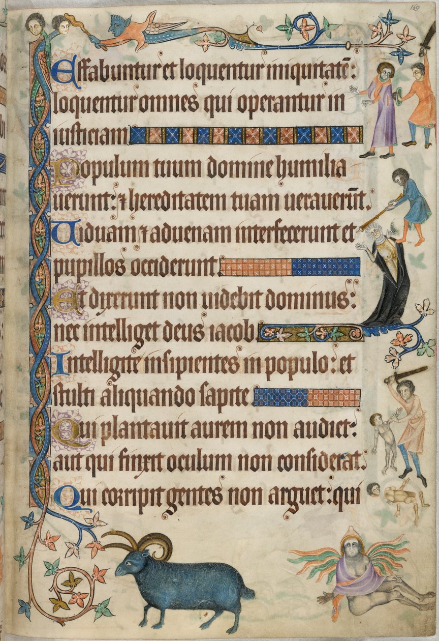 Acrescentar. 42130 , f.169, Salmo 93, cenas de homicídio, de 