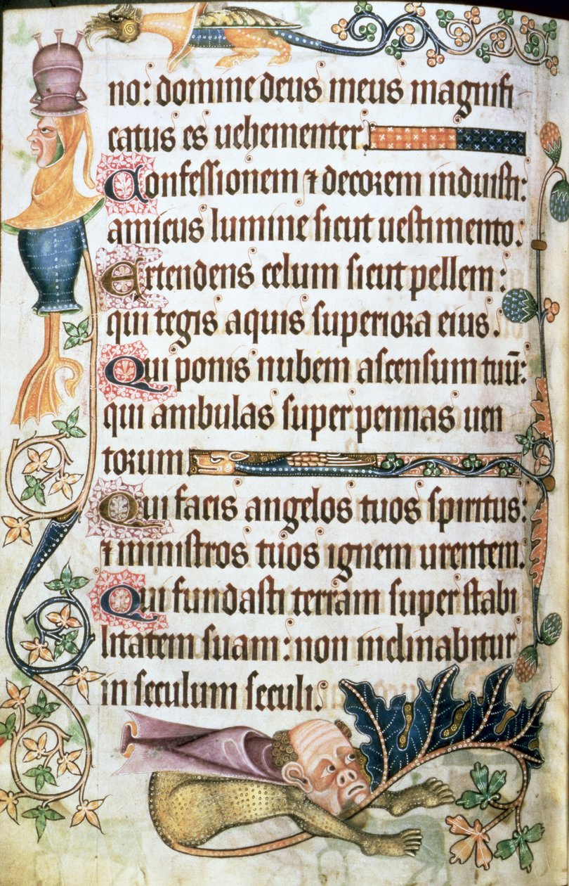 Adicionar 42130 f.182v Salmo 103 com grotescos, do 