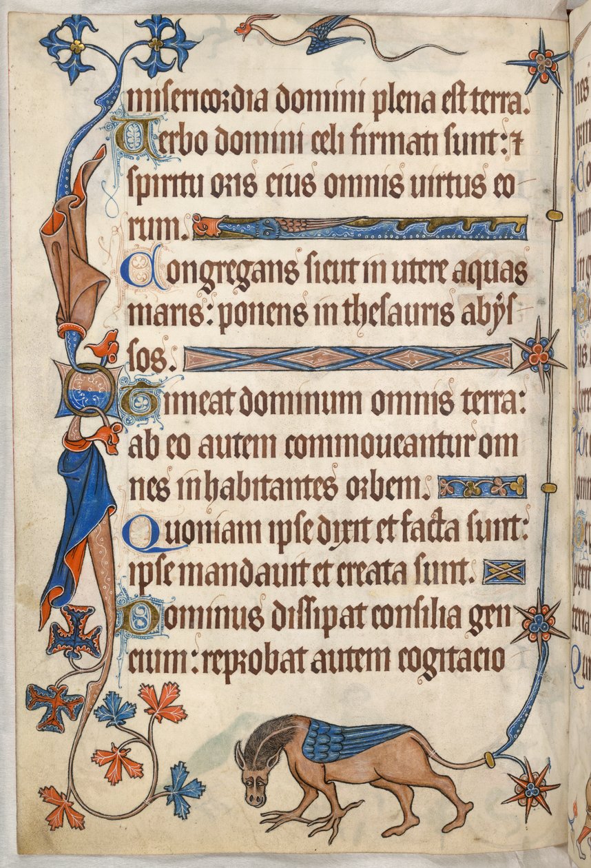 Acrescentar. 42130, f.61v, Salmo 32, cavalo alado, de 