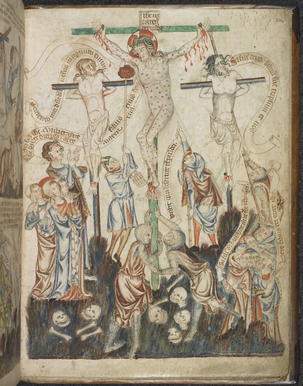 Adicionar. 47682, f.32, The Crucification, do Holkham Bible Picture Book, c.1320-30 (velino) de English School