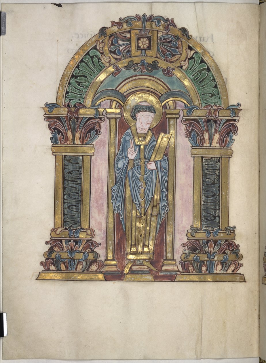 Adicionar. 49598, f.97v, St Swithun, Benedictional de St Aethelwold, 971-984 (velino) de English School