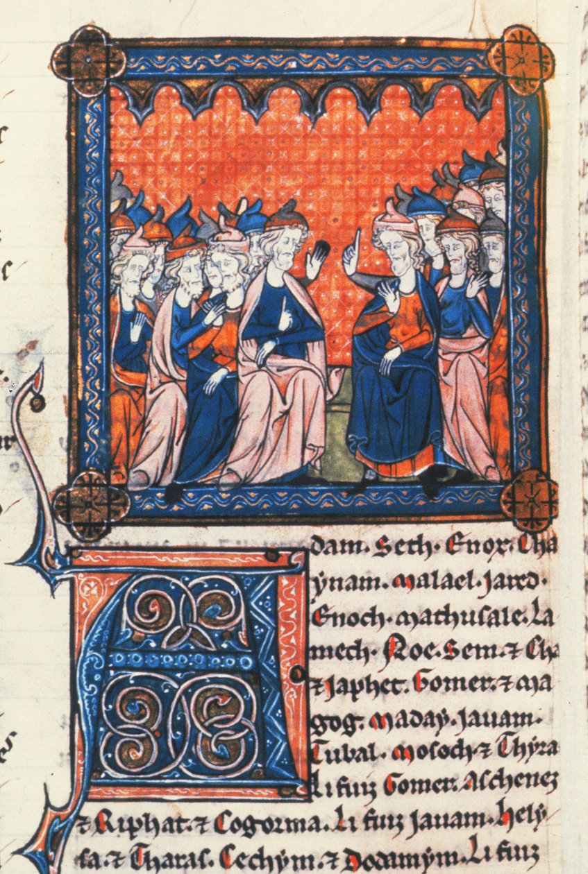 Adicione 50.000 anciãos judeus, Crônicas I, do Saltério de Oscott, c.1270 (pergaminho) de English School