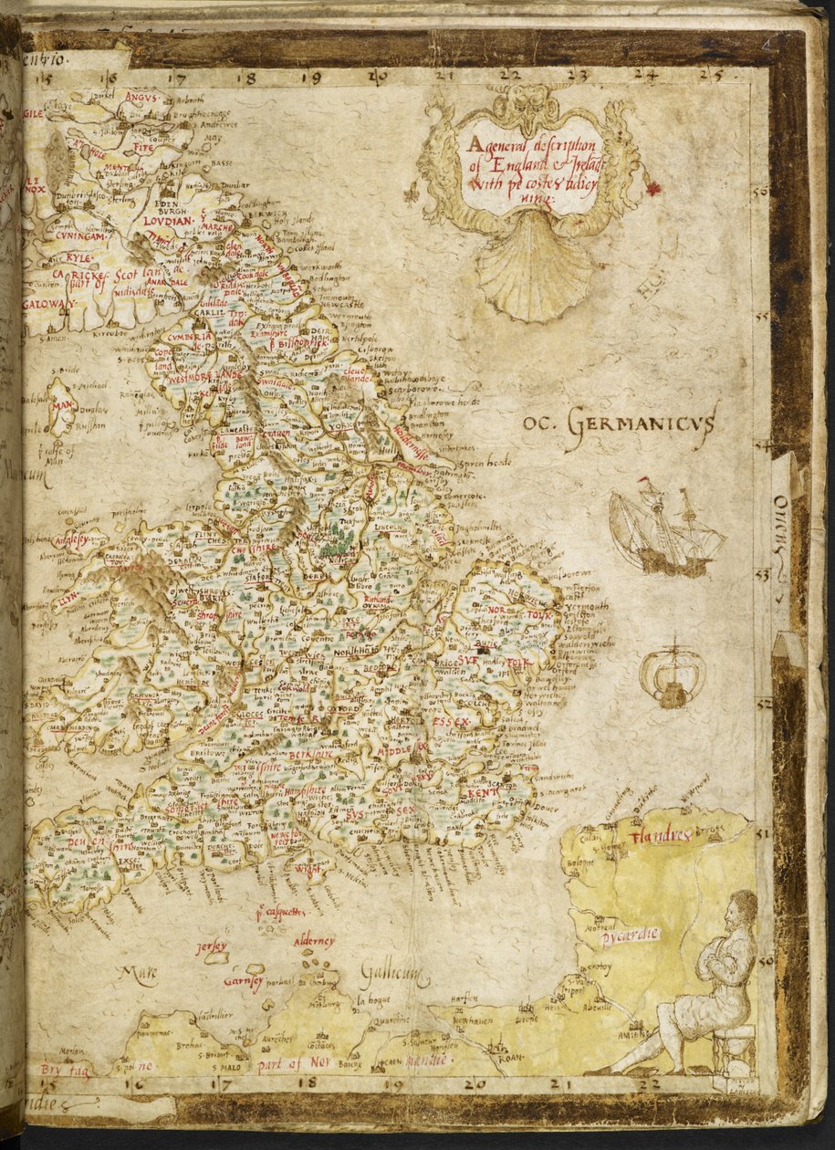 Adicionar. 62540, ff.3v-4, Mapa da Grã-Bretanha e Irlanda, de 