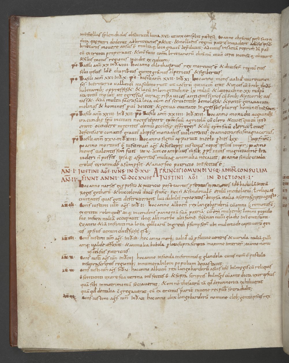 Adicionar MS 16974 f.112v Eusébio de Cesaréia, Crônica, com acréscimos de São Jerônimo, Próspero da Aquitânia, Mário de Avenches e um autor anônimo (pergaminho) de English School