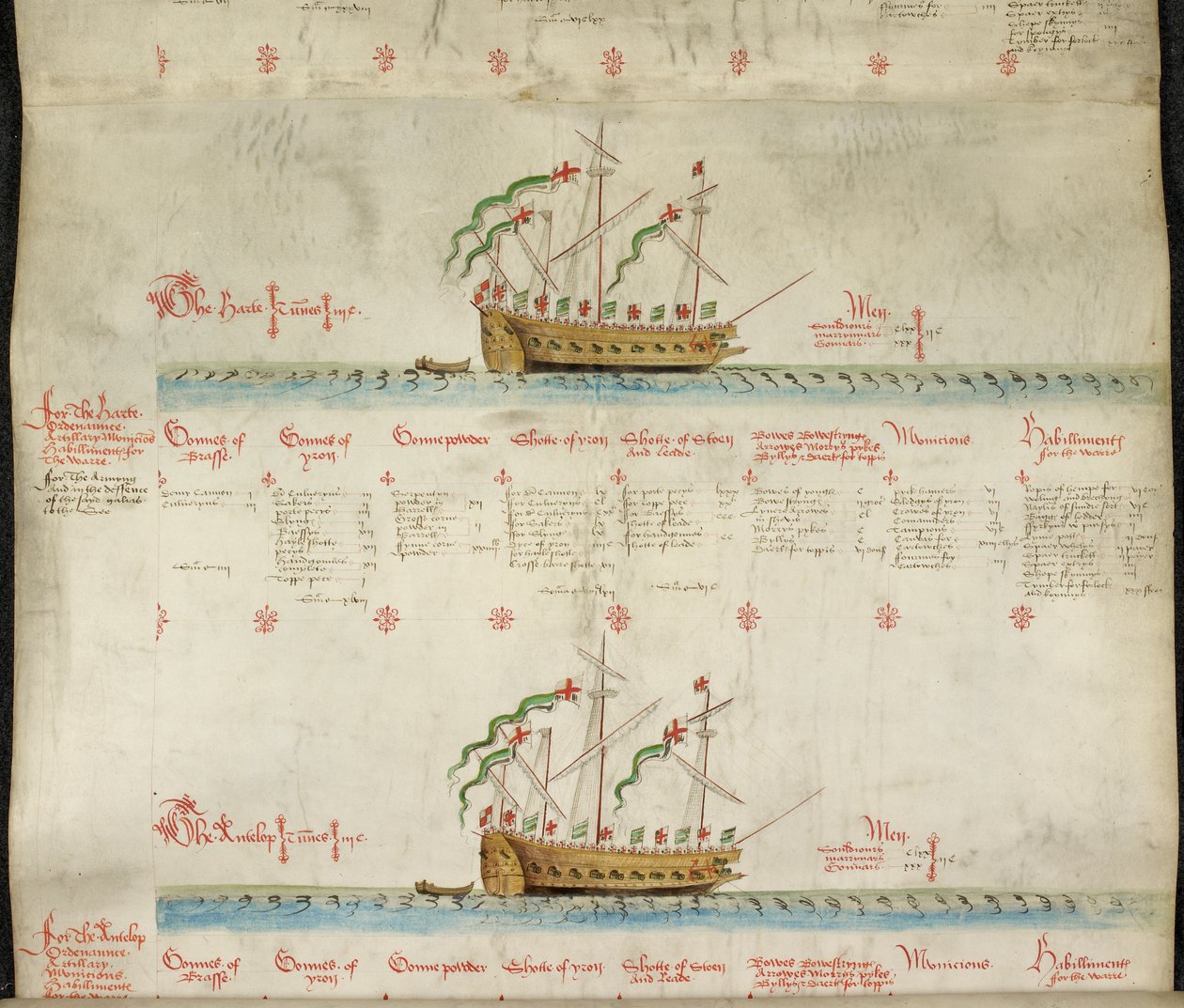 Adicione MS 22047 f.2r, The galleass Heart e o galleass Antelope, de 