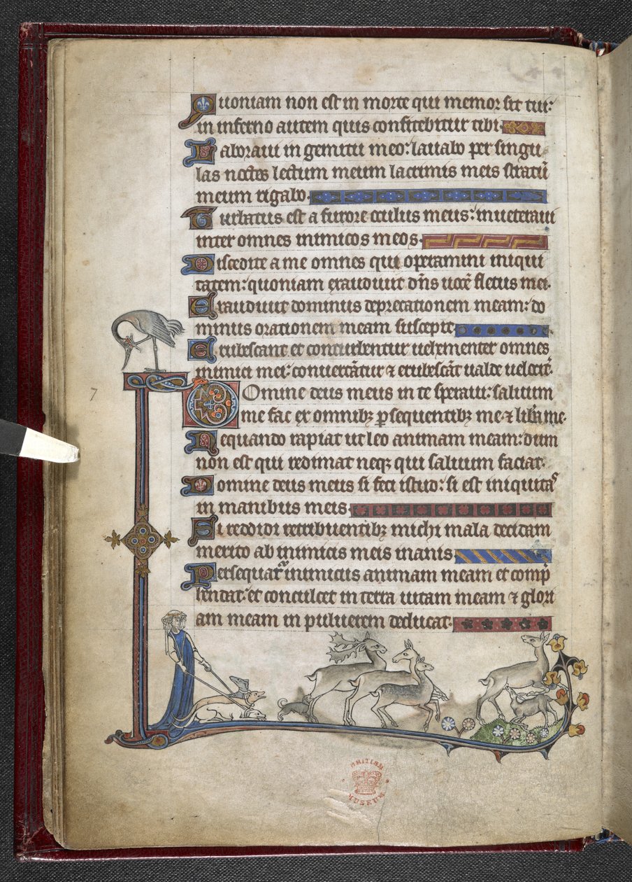 Adicionar MS 24686, f.13v Salmo com extensão marginal formando borda parcial, c.1284-1316 (velino) de English School