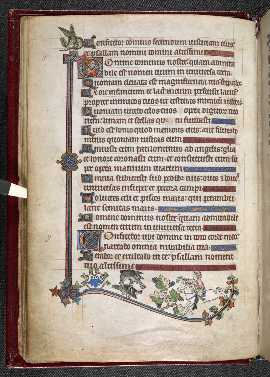 Adicionar MS 24686, f.14v, Menino no pônei com pato de caça ao falcão, c.1284-1316 (velino) de English School