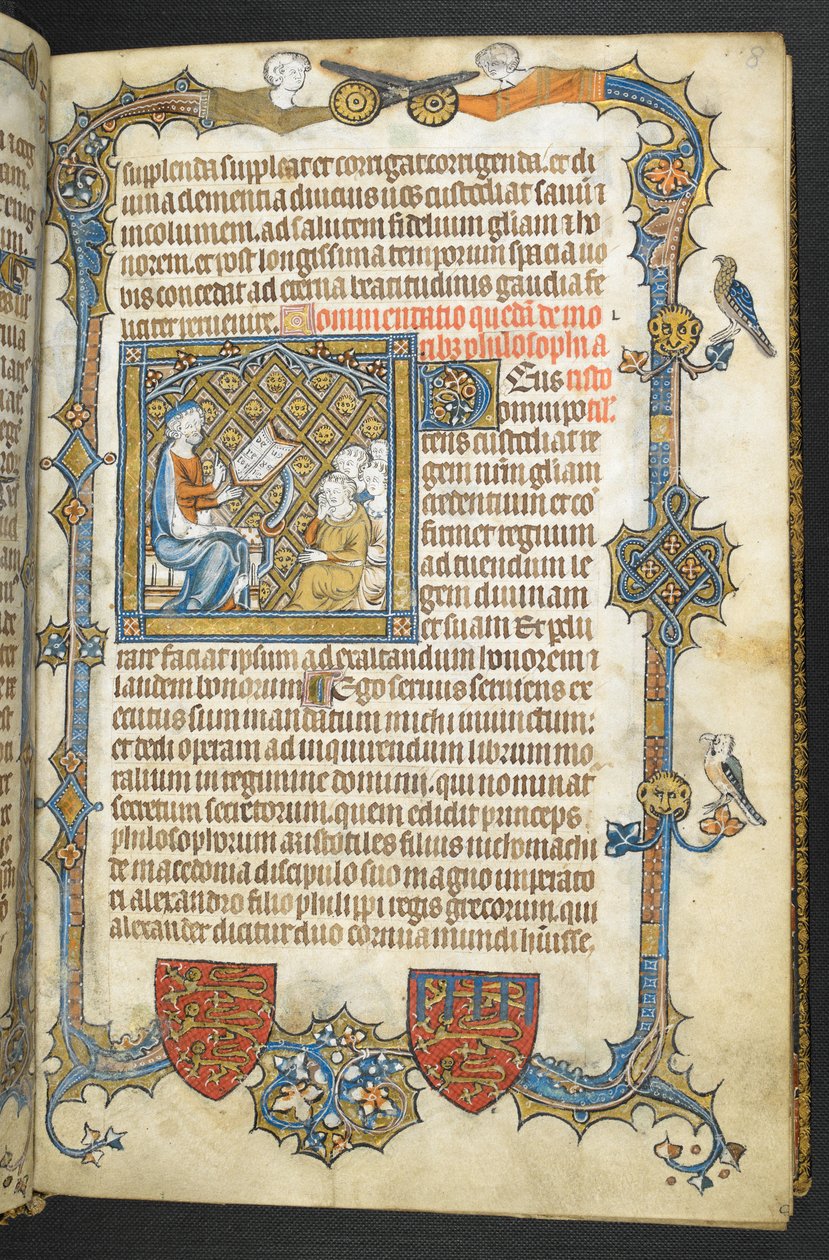 Adicionar MS 47680, f.8r, ensinamento de Aristóteles, de 
