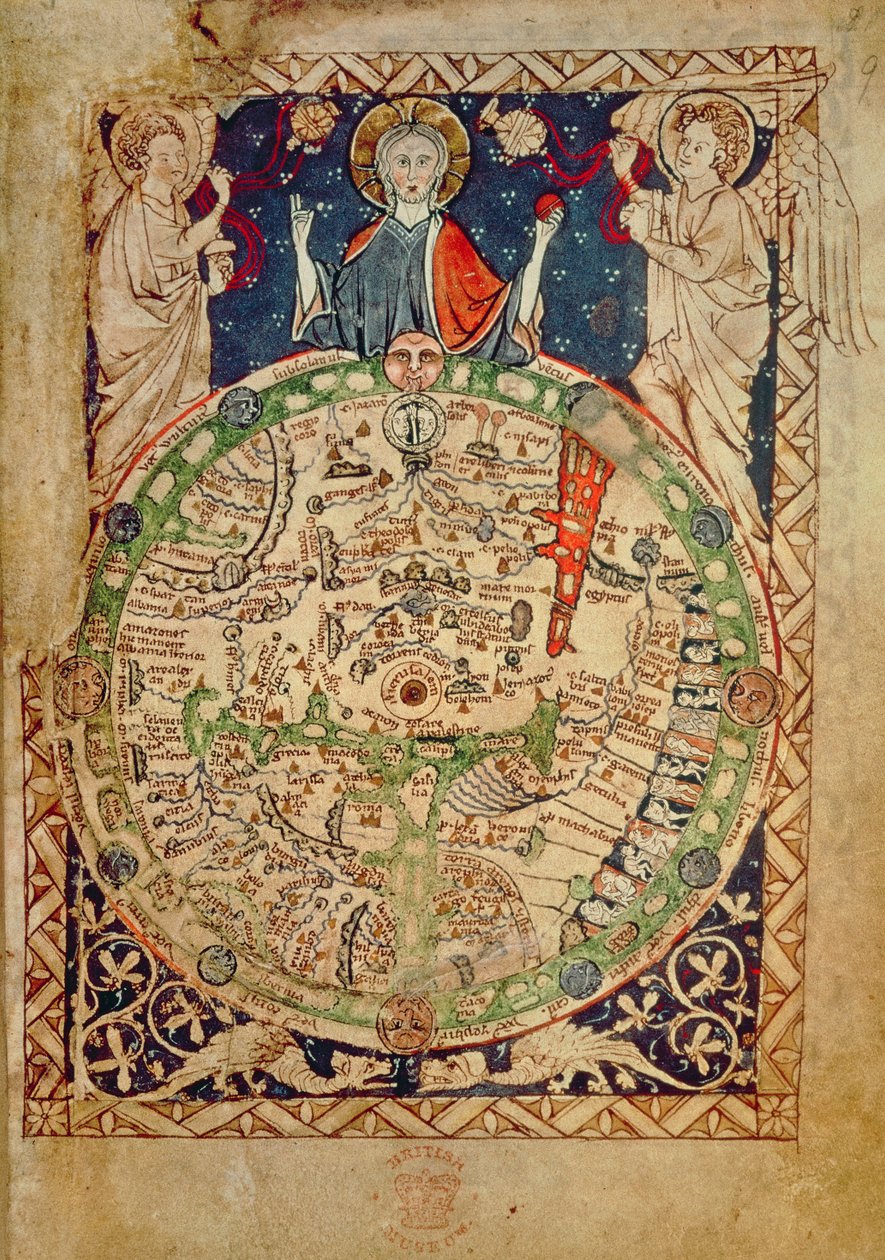 Ms adicional 28681, f.9: Mapa-múndi (velino) de English School