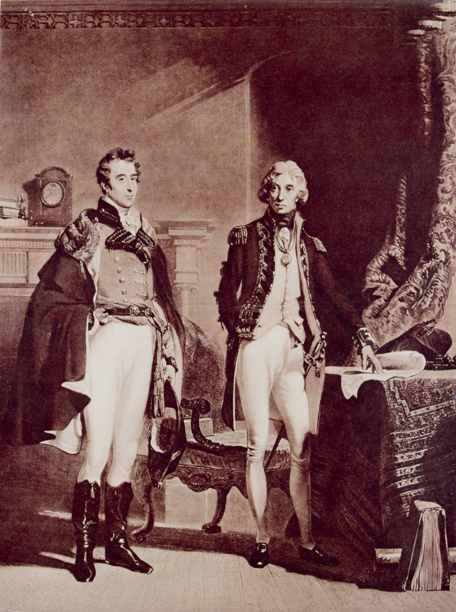Almirante Nelson (1758-1805) com o Coronel Sir Arthur Wellesley (1769-1852) Duque de Wellington de English School
