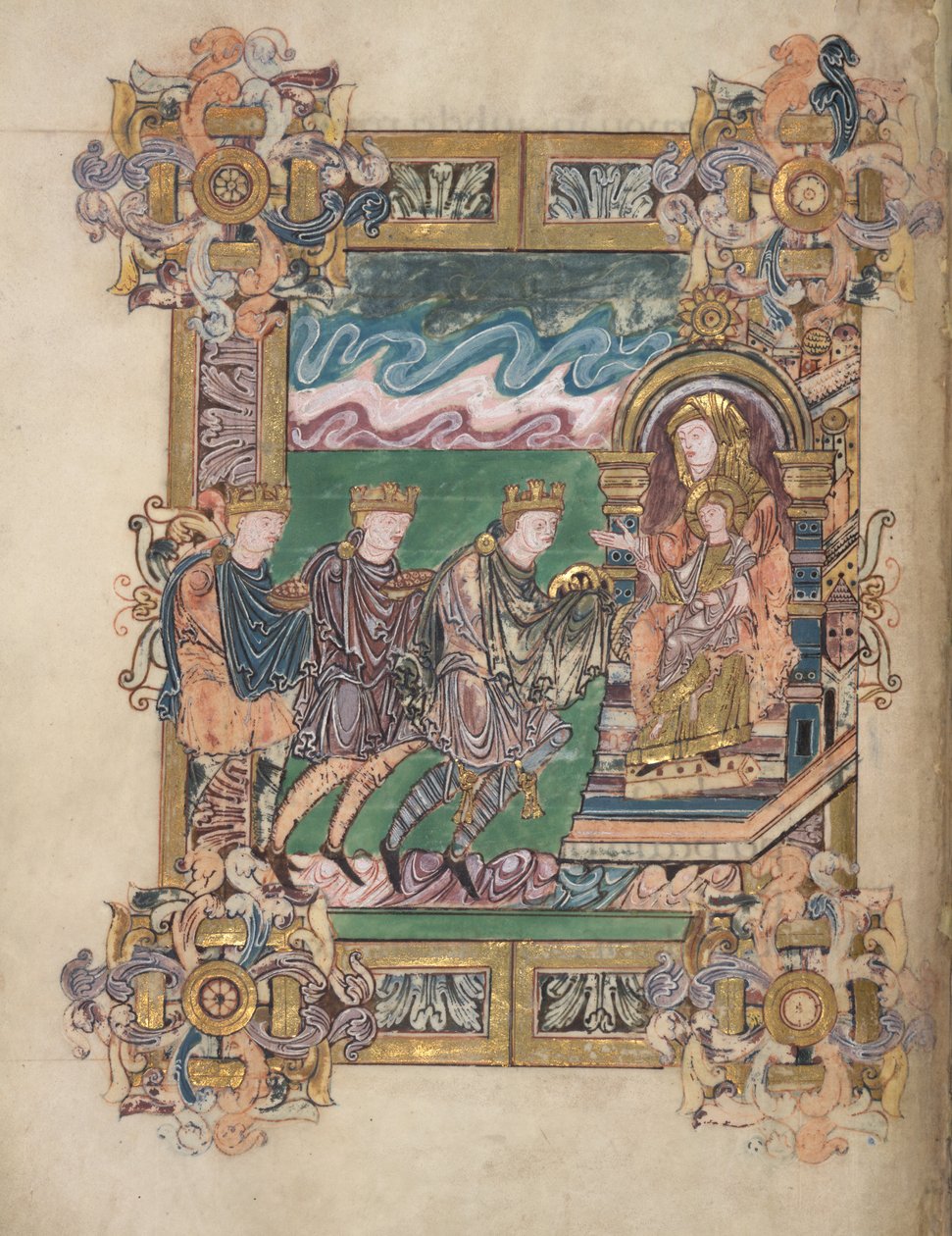 Adoração dos Magos, Add. 49598, f.24v, do Benedictional de St Aethelwold, 971-984 (velino) de English School