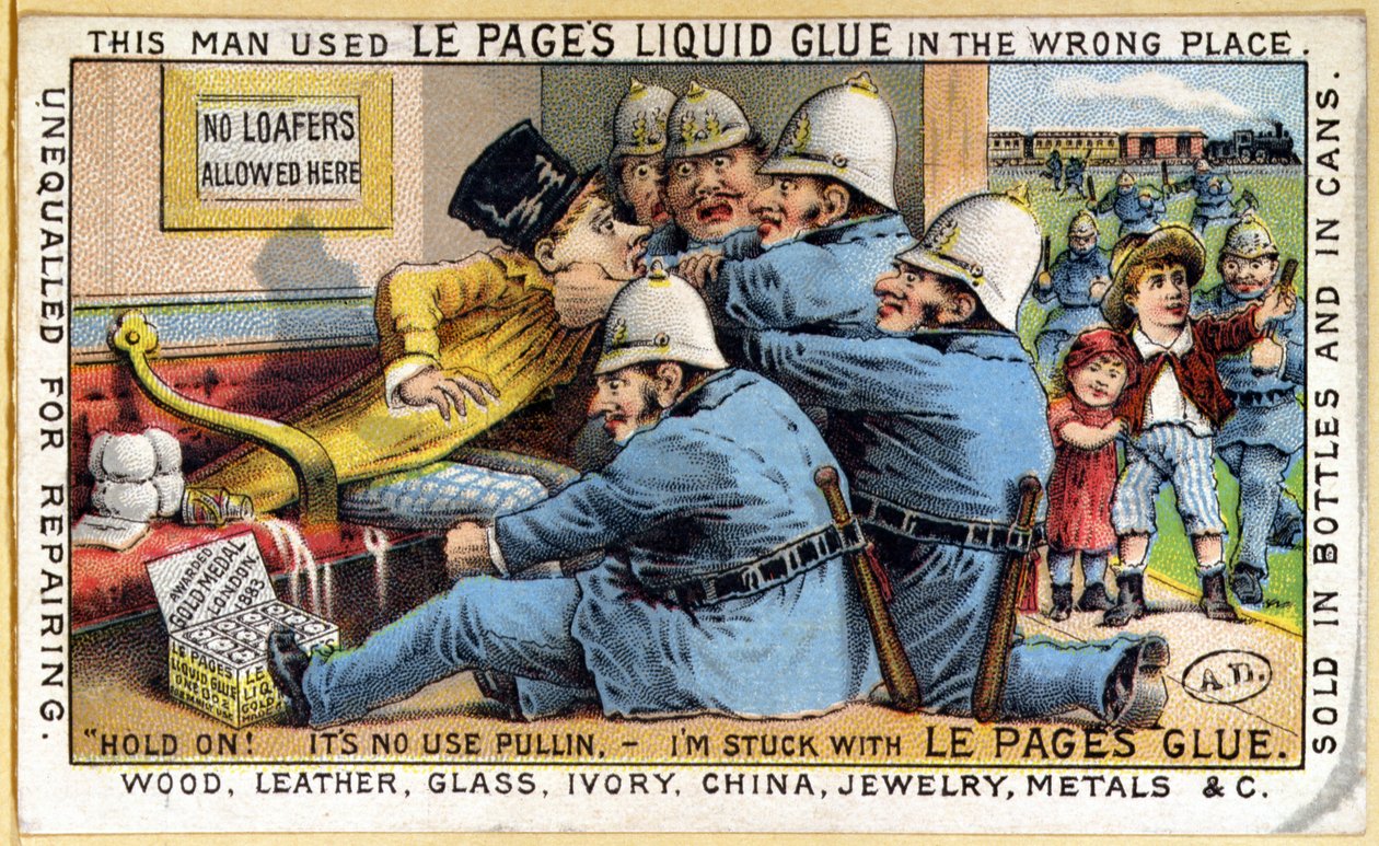 Propaganda para o adesivo líquido Le Pages, c.1890 de English School