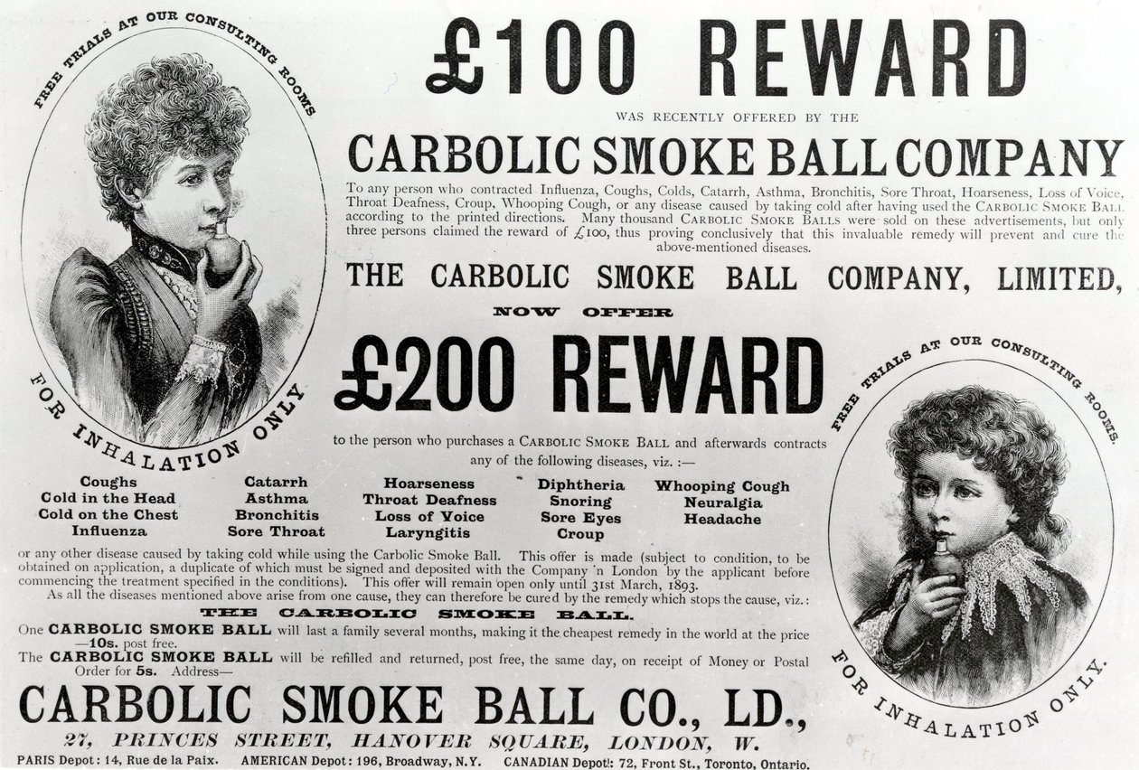 Anúncio para a empresa Carbolic Smoke Ball, 1893 de English School
