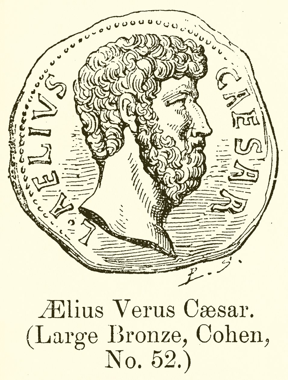 Aelius Verus Caesar. (Grande Bronze, Cohen, n.º 52) (gravura) de English School