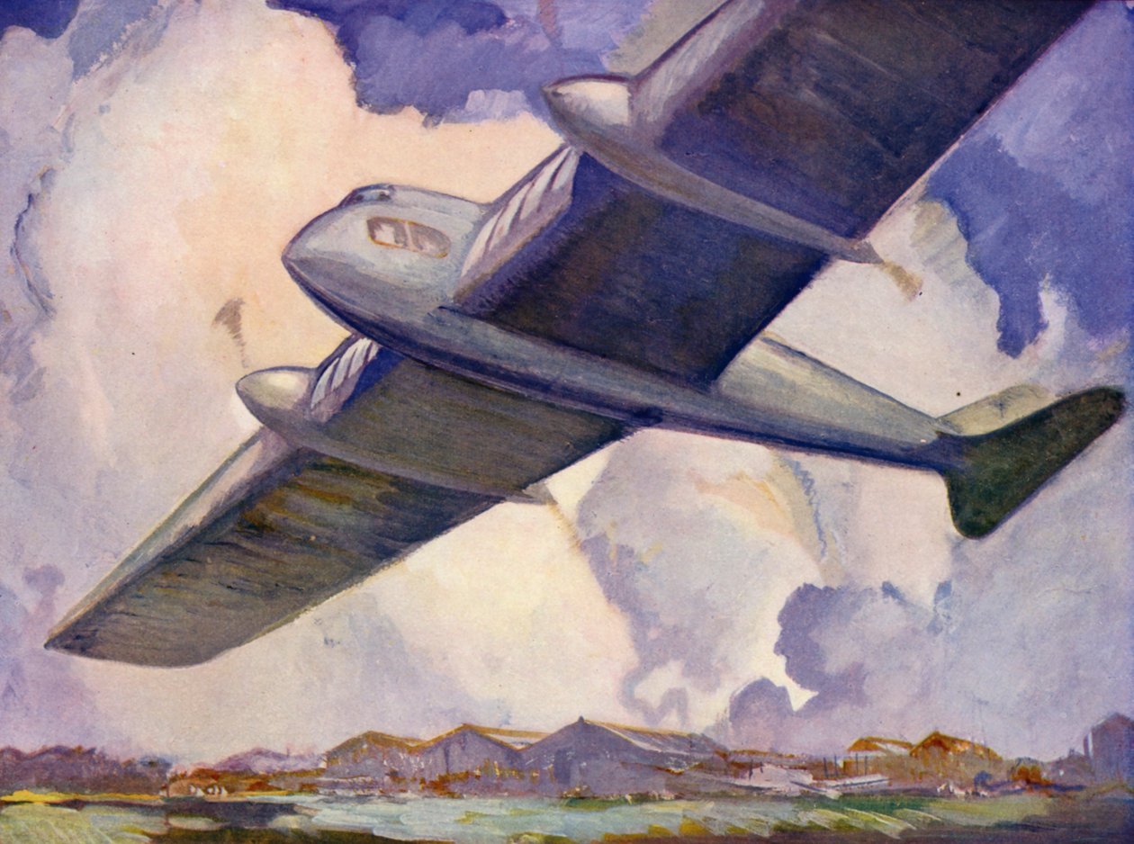 Avião do futuro (litografia a cores) de English School