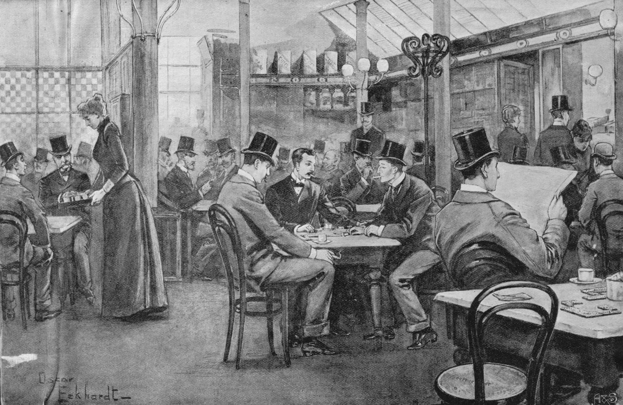 Depois do almoço em uma cafeteria de Meca em 1893, do London Coffee-Houses passado e presente de English School