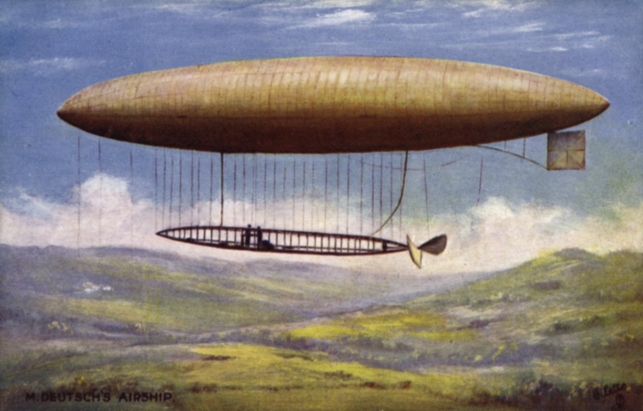 Aeróstato de Henry Deutsch de la Meurthe (litografia a cores) de English School