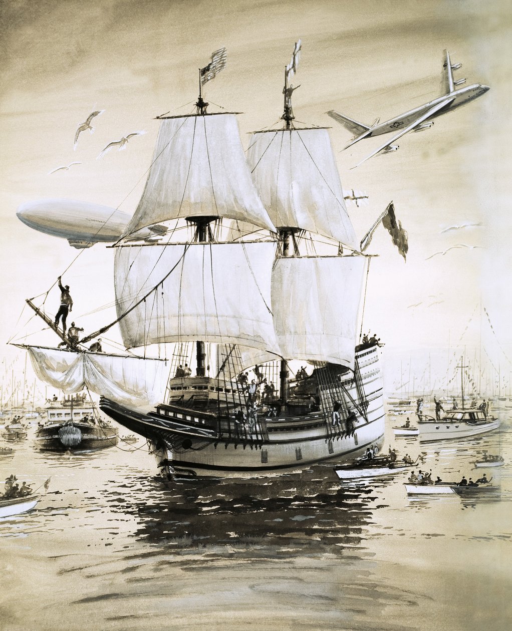 Alan Villiers recria o Mayflower dos Pais Peregrinos e atravessa o Atlântico de English School