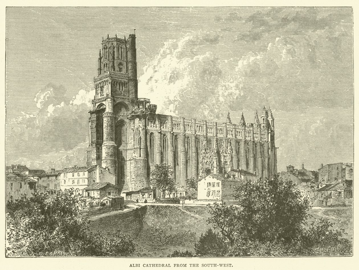 A catedral de Albi vista do sudoeste (gravura) de English School