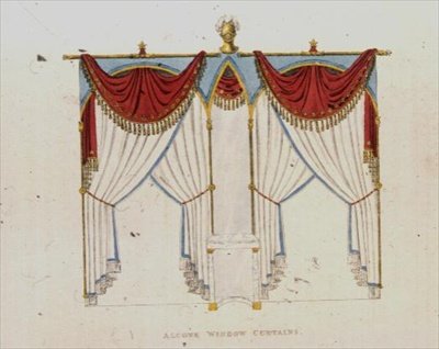 Cortinas de janela Alcove, placa 141 do Ackermann