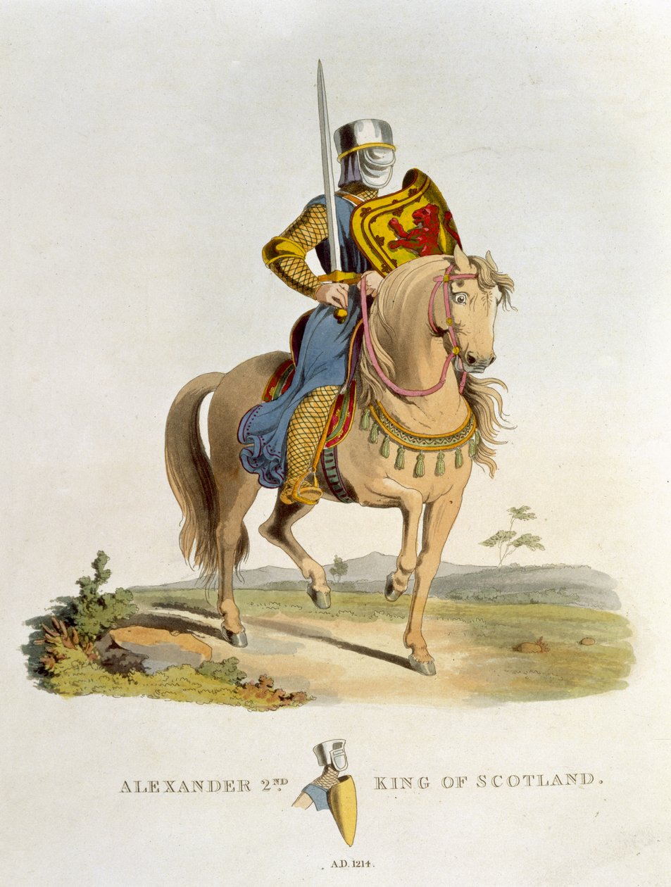 Alexandre II, Rei da Escócia (1198-1249) 1214, da Ancient Armor de Samuel Rush Meyrick, 1824 de English School