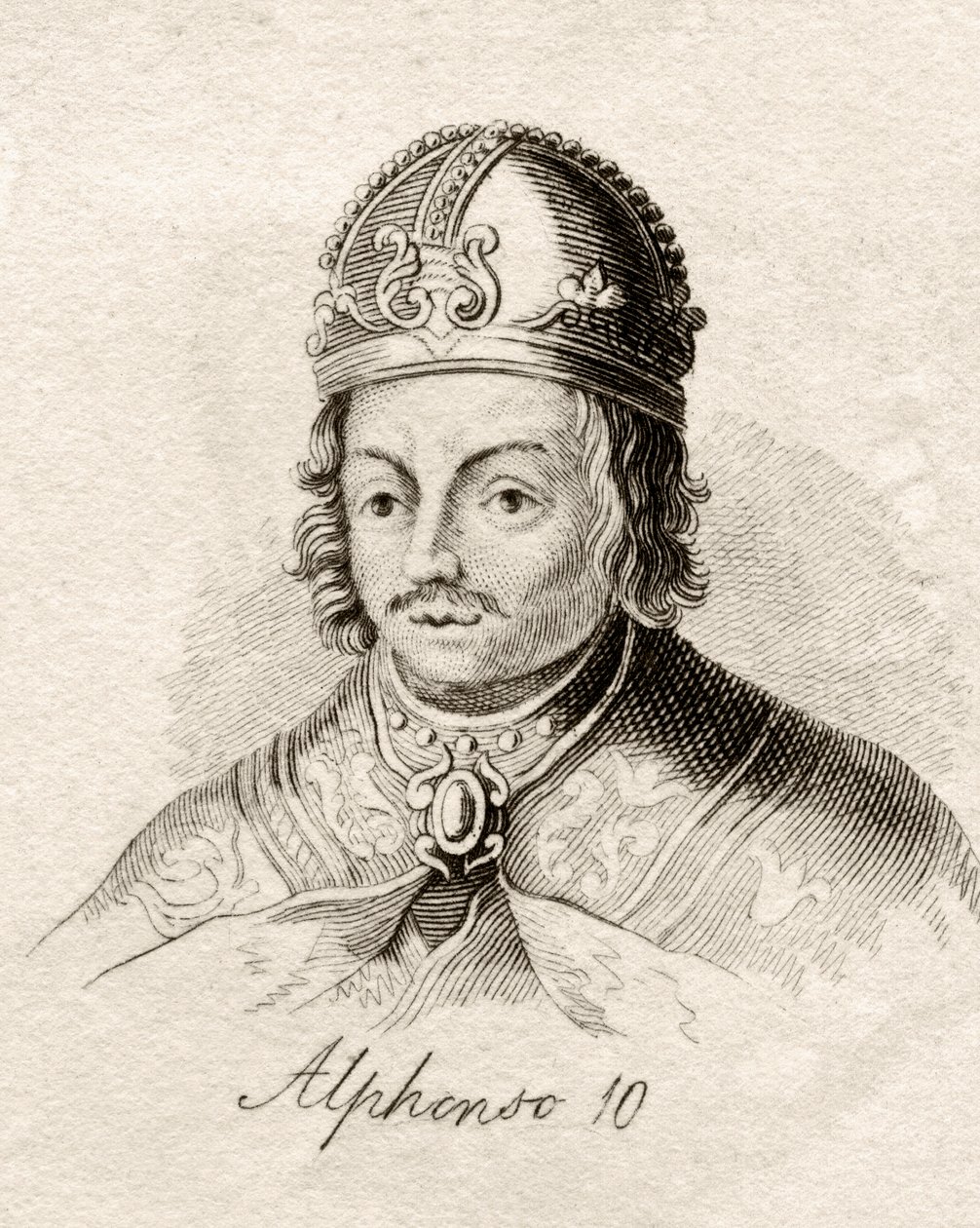 Alfonso X de Castela, do &39;Crabb&39;s Historical Dictionary&39;, publicado em 1825 de English School