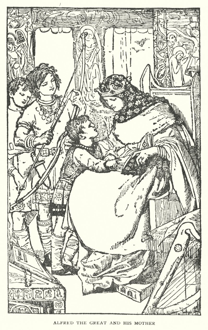 Alfredo, o Grande, e a sua mãe (litografia) de English School