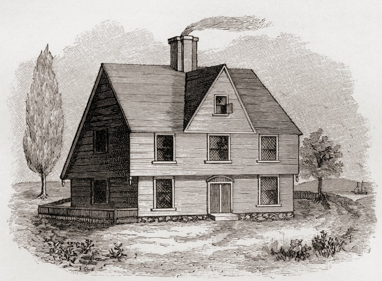 Allyn House, New Plymouth, América do Norte, de &39;Uma Breve História do Povo Inglês&39; por JR Green, publicado em 1893 de English School
