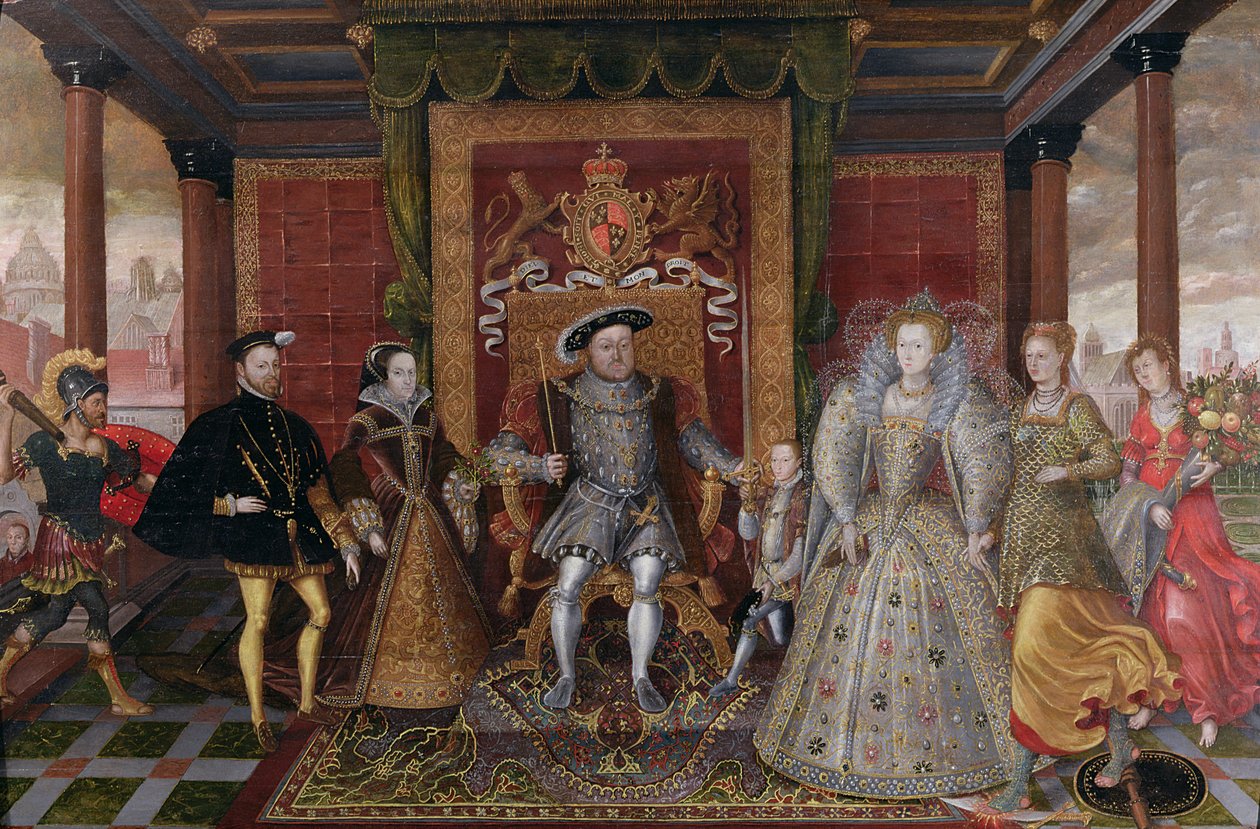 Uma Alegoria da Sucessão Tudor: A Família de Henrique VIII, c.1589-95 de English School