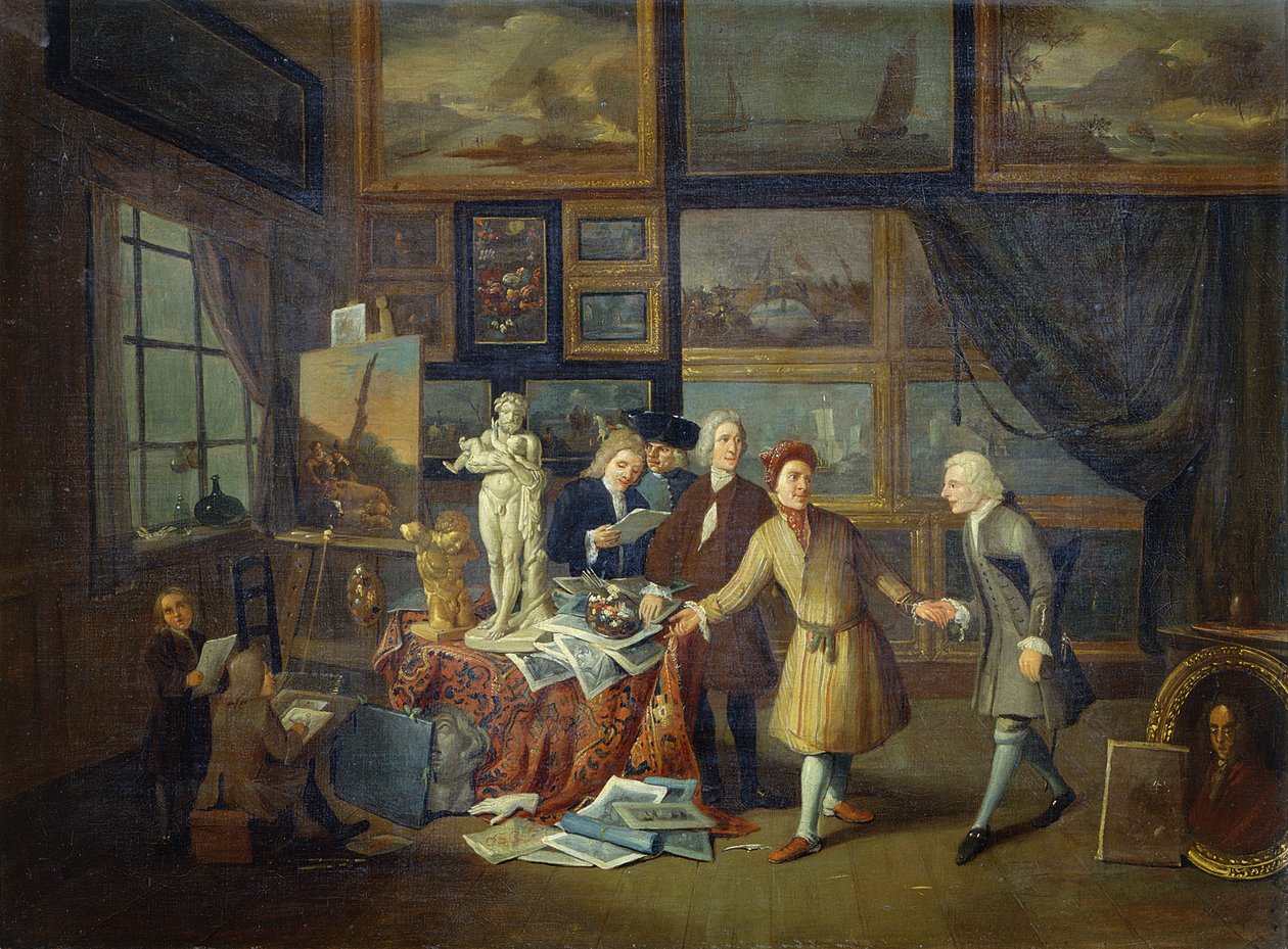 Estúdio de um artista, c.1730 (óleo sobre tela) de English School