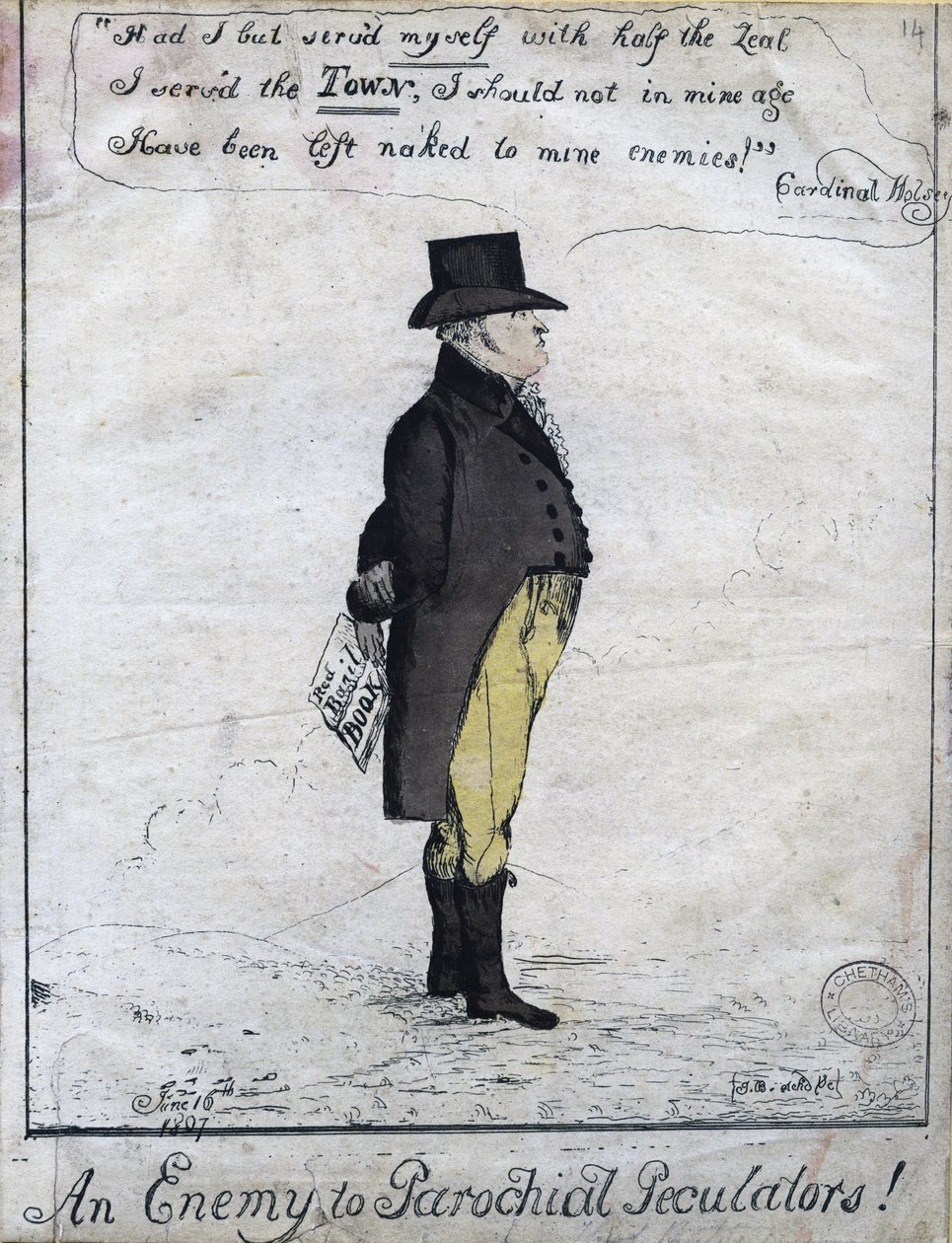 Um Inimigo aos Peculadores Paroquiais !, 1807 (gravura à mão colorida) de English School