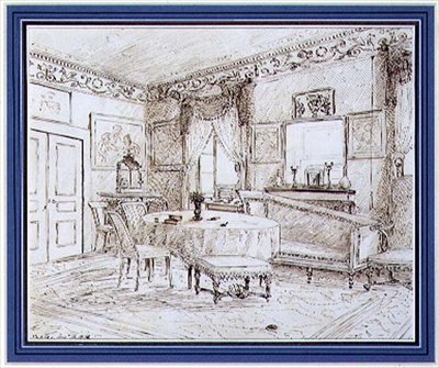 Um salão Regency interior inglês, Londres de English School
