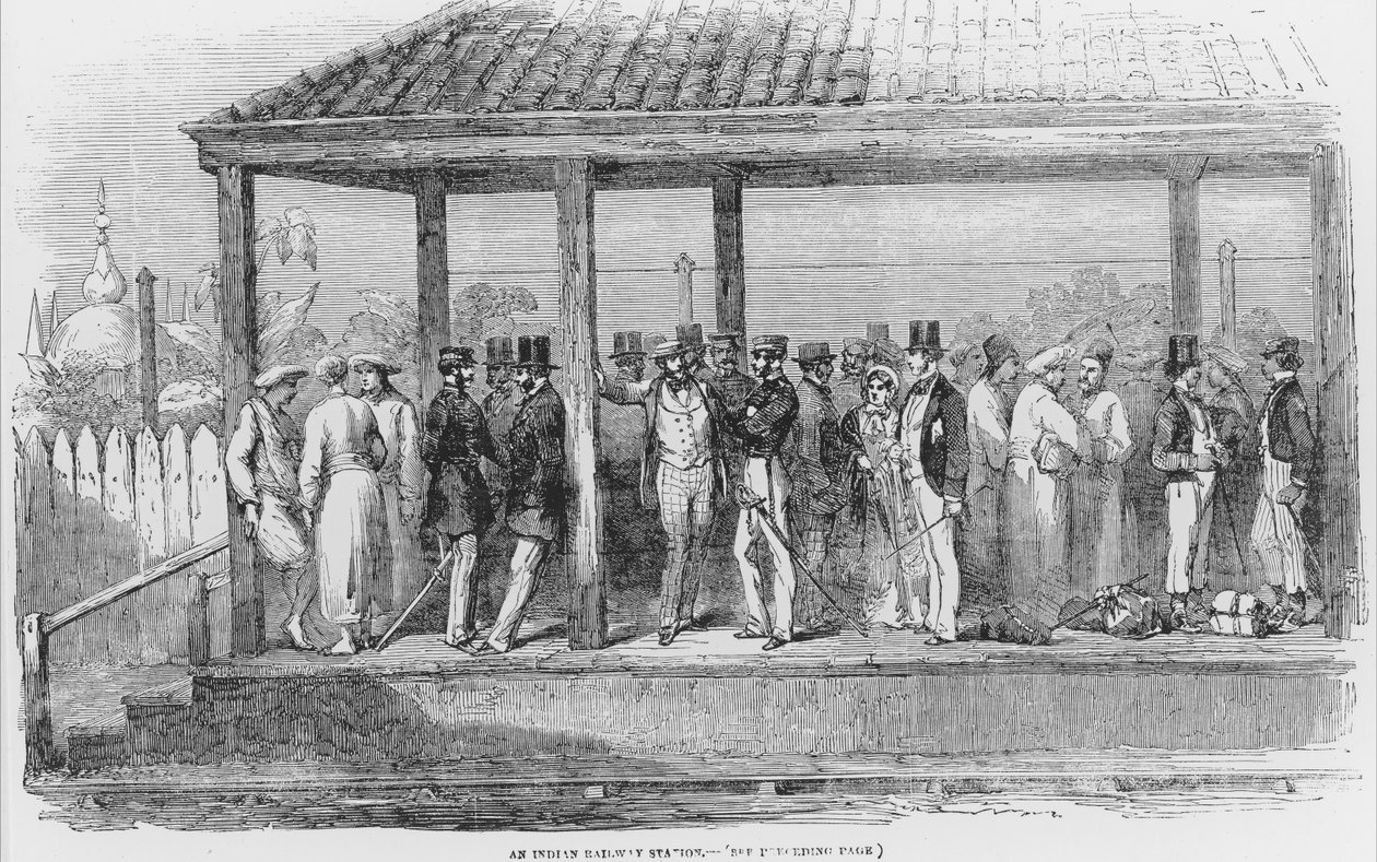 Uma Estação Ferroviária Indiana, 1854 de English School