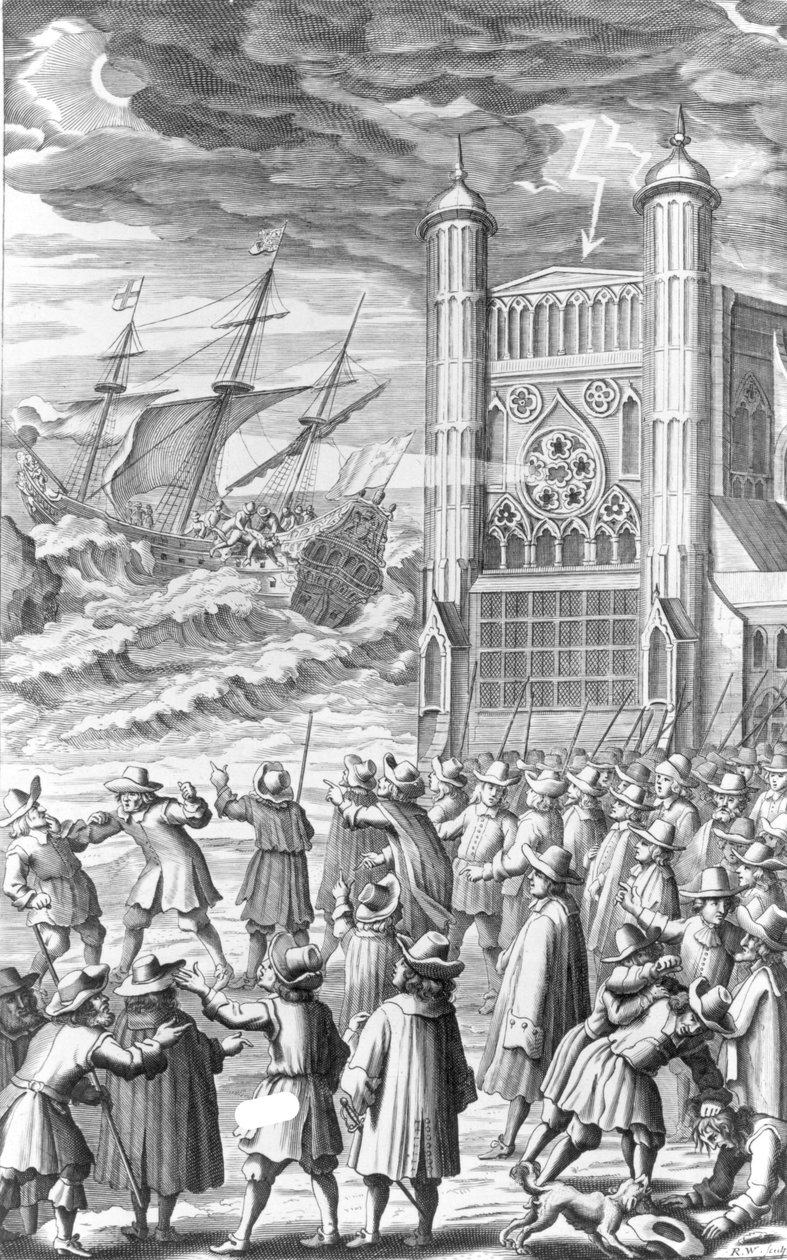 Uma alegoria dos eventos em torno do rei Carlos I em 1649, século XVII de English School