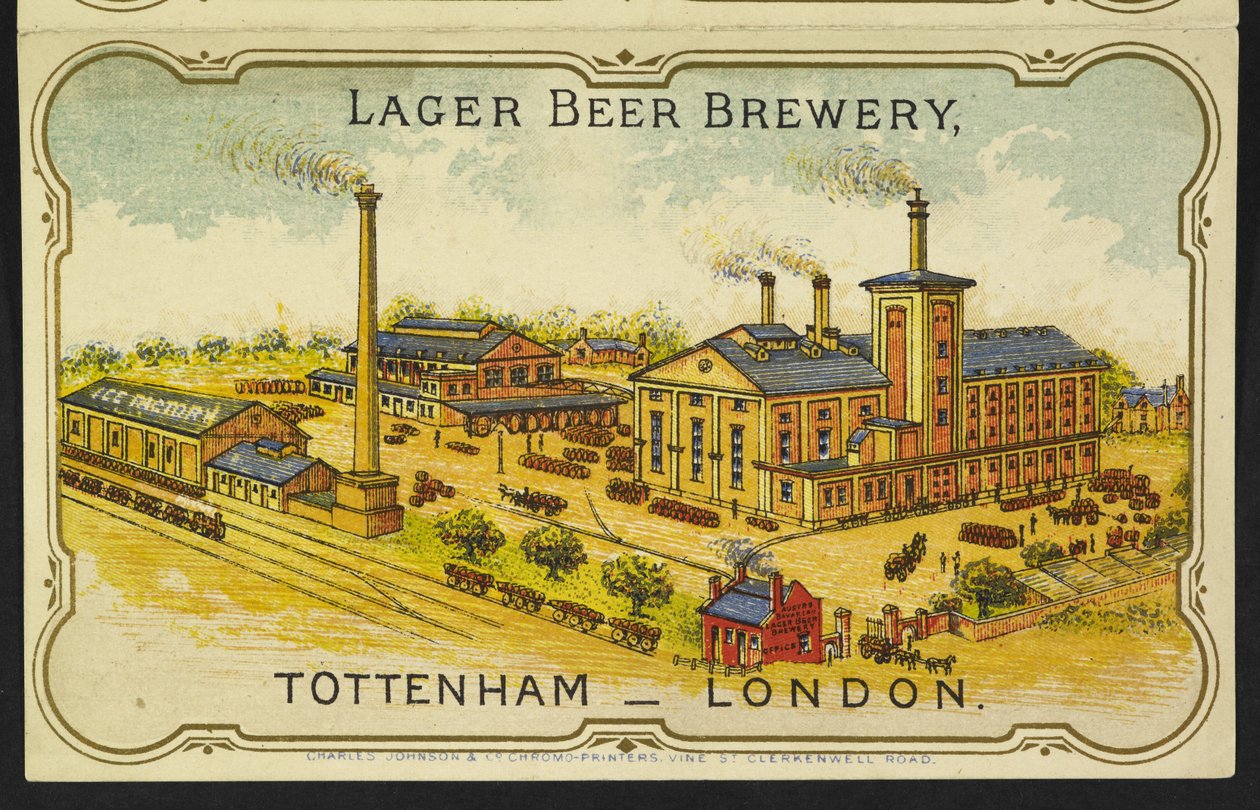 Uma ilustração da Cervejaria Austro-Bávara Lager Beer em Tottenham, Londres de English School
