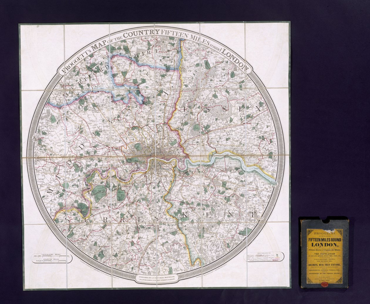 Uma pesquisa de ordenação de Londres (lito de cor) de English School