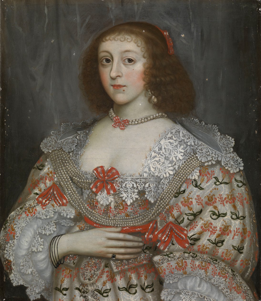 Uma jovem não identificada do tempo de Carlos I, c.1635 (pintura a óleo) de English School
