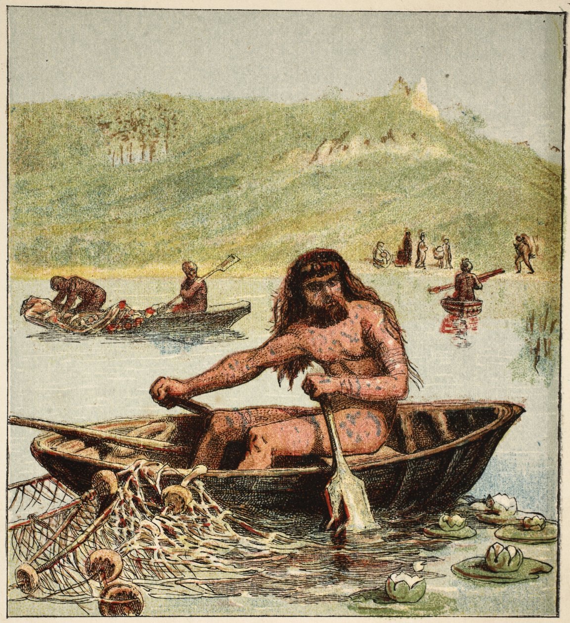 Um britânico antigo no seu barco, pub. 1890 (litografia a cores) de English School
