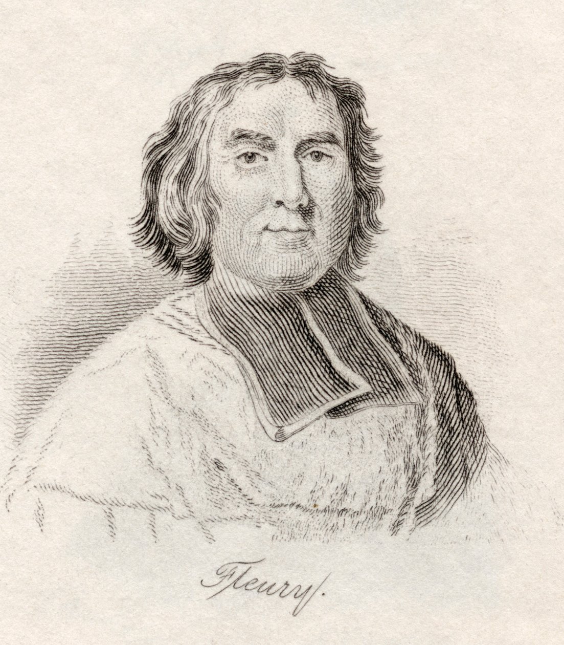 Andre-Hercule de Fleury, Bispo de Frejus, do "Dicionário Histórico de Crabb", publicado em 1825 de English School