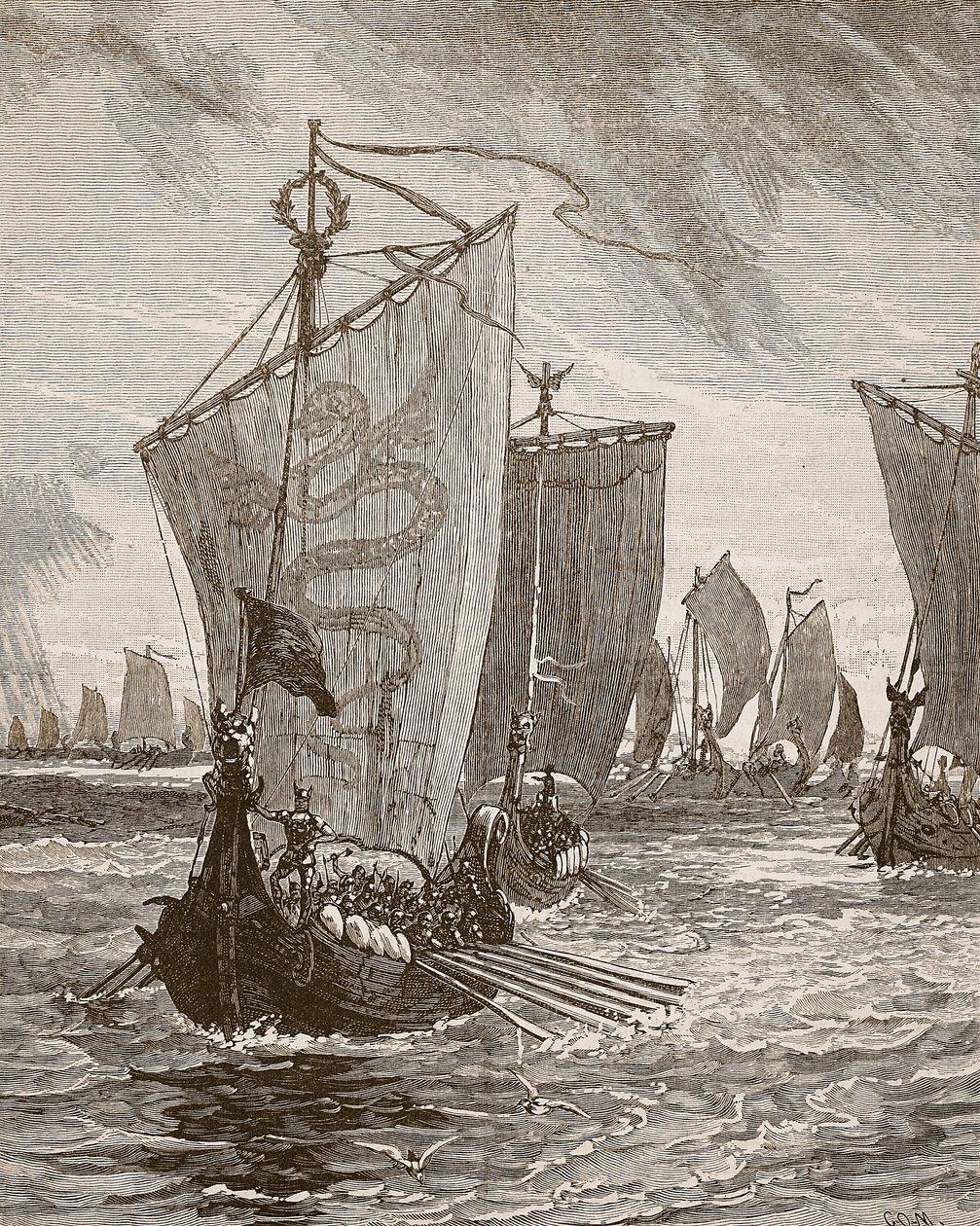 Anlaff, entrando, a, Humber, ilustração, de, Cassells, ilustrado, história, de, inglaterra, (sepia, photo) de English School