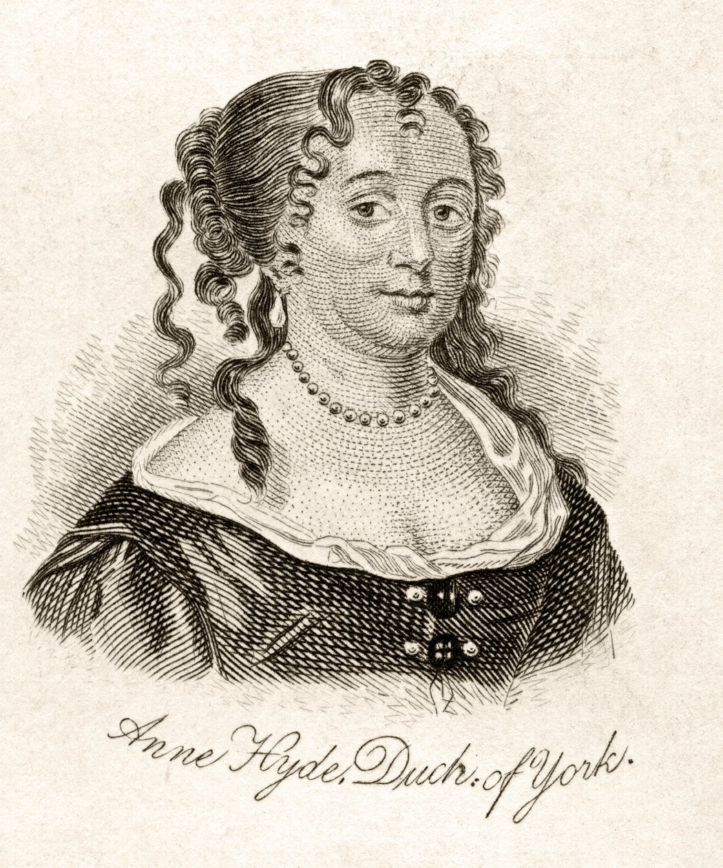 Anne Hyde, Duquesa de York, do &39;Crabb&39;s Historical Dictionary&39;, publicado em 1825 de English School