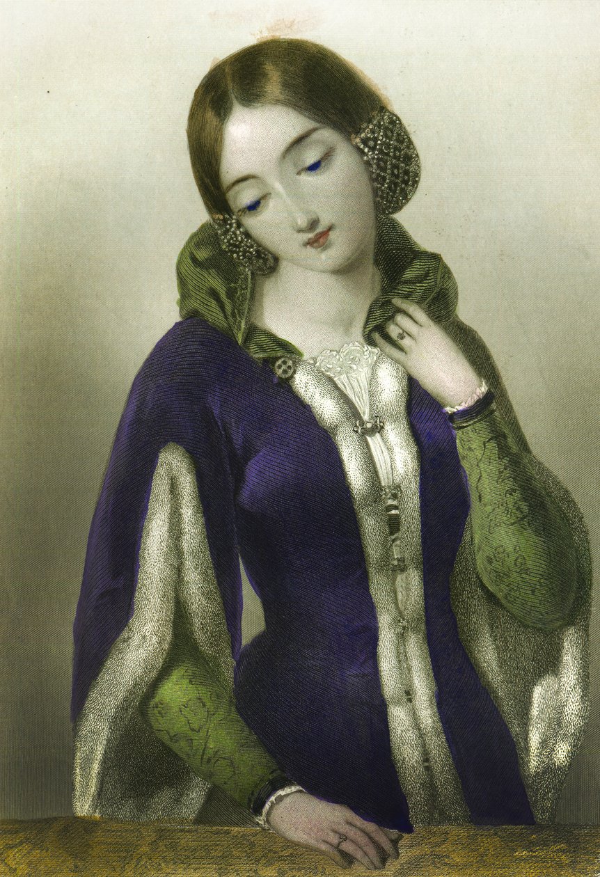 Ana da Boêmia, Rainha de Ricardo II, impressa por Henry G. Bohn, 1856 de English School